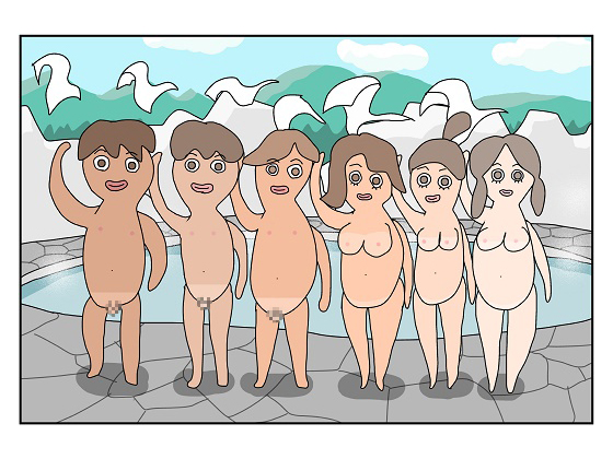 GIF Para Para Manga - 6 Men and Women at the Beach and the Hot Springs By Rakugaki
